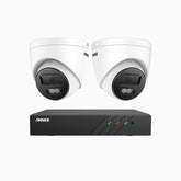 H500P - Zestaw do Monitoringu PoE 2 Kamery 3K z 8-Kanałowy Rejestratorem NVR, Noktowizja Pelny Kolor & EXIR, rozdzielczość 3072*1728, przysłona f/1.6 (0.005 Lux), detekcja ludzi i pojazdów, wbudowany mikrofon, IP67